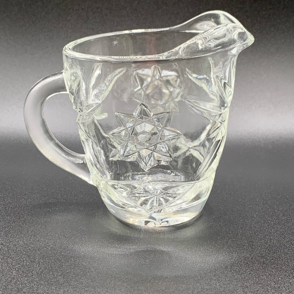 Star of David Anchor Hocking Prescut Clear Glass Creamer and Sugar Bowl Vintage - Picture 13 of 14